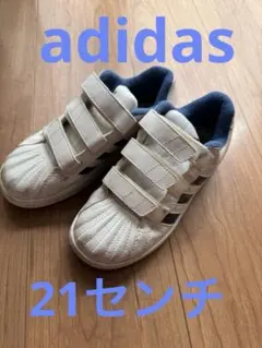 adidas ベルクロ スニーカー ホワイト/ネイビー