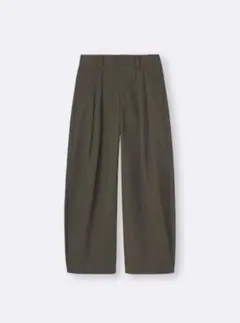 【裾上げ済】GU チノタックバレルパンツQ ダークブラウン Sサイズ