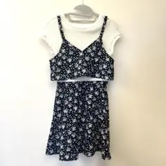 フラワープリント 半袖ワンピース140㎝　GU