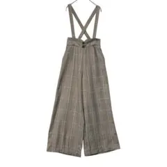 INGNI サスペンダー付ハイウエストワイドパンツ　ブラウン【M】チェック