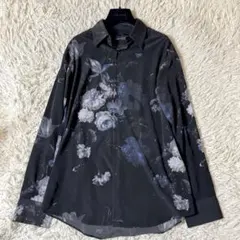 【美品】ラッドミュージシャン　花柄　長袖　シャツ ブラック　46のサムネイル