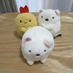 3体セット！すみっコぐらし　しろくま　えびふらいのしっぽ　てのりぬいぐるみ
