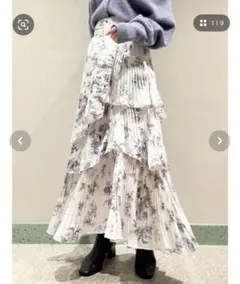 極美品♡Sサイズ　Sustainableプリントプリーツティアードスカ