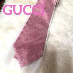 GUCCI GGパターン　シルク100%ネクタイ　ピンク　クリーニング済み