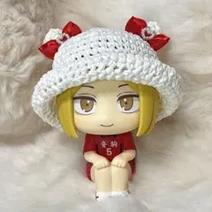 【るかっぷ用】麦わら帽子 猫耳 白 孤爪研磨 帽子 ぬい服 オタ活 ハイキュー