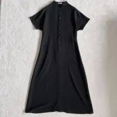 ピノーレ PINORE スタンドカラー ロングワンピース インナー付 ブラックのサムネイル