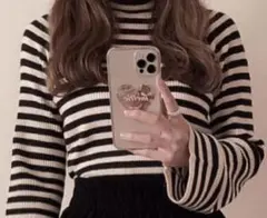 新品未使用タグ付きGRLボーダーハイネックセーターLサイズ#cb