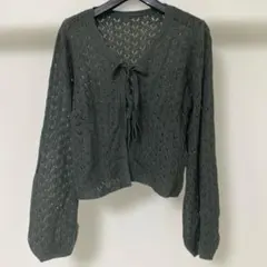 ダークグレー レース編みカーディガン 冷房対策 紫外線対策 新品タグ付き