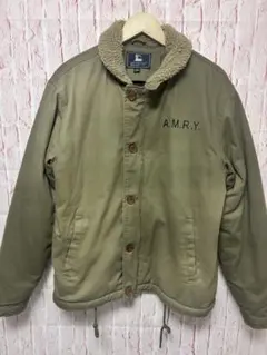 裏ボア ミリタリー N-1 デッキジャケット A.M.R.Y. カーキ XL