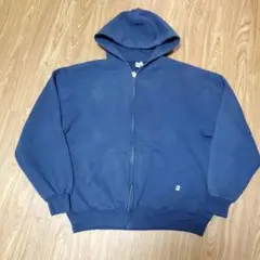 ナ*ジ様 USA製 Russell Athletic フルジップパーカー XL 90s USA製 RUSSELLラッセル 無地 スウェット ジップパーカー 紺