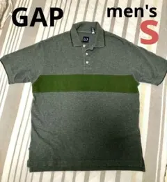お値下げ済★GAP MENS ポロシャツ S ボーダー チャコール✖️モスグリーンのサムネイル