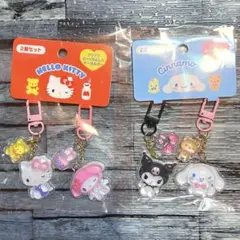新品 Sanrio キティ シナモロール クロミ お揃いニコにこ キーホルダー3