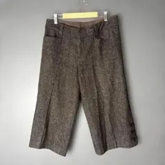 NEWYORKER ダークブラウン ツイード風ワイドパンツ ウール、シルク　11