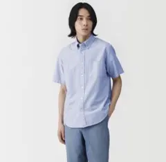 【無印良品】洗ざらしオックス ボタンダウン半袖シャツ【Lサイズ】