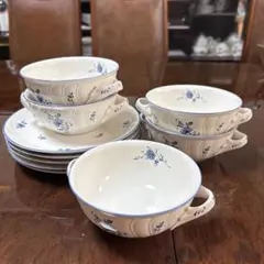 【美品】ノリタケ クラフトーン スープカップ&ソーサー 5客セット 花柄