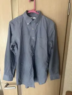 ユニクロ　青系チェック柄長袖シャツ Mサイズ