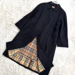 未使用級✨バーバリー ステンカラーコート ノバチェック ライナー付き 黒 9AR