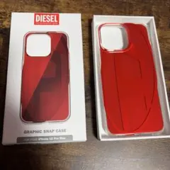 新品同様★DIESEL iPhone15 Pro Max ケース レッド