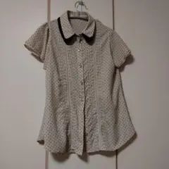 dazzlin ベージュドット柄半袖シャツ