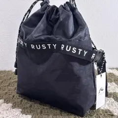 未使用品 タグ付き RUSTY ラスティ ナイロン巾着 ショルダーバッグ