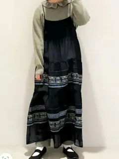 yuniチリメンボーダーキャミワンピースのサムネイル
