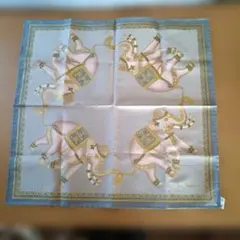 Jean Thompson タイシルク象デザイン スカーフ42㌢角