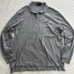 90's 00's ラルフローレン　長袖　ポロシャツ　グレー　XL Polo