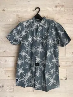 【未使用】RIP CURL メンズ パームツリー柄 半袖シャツ ブルーグレーのサムネイル