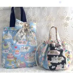 ハンドメイド パネル トートバック ポーチ 2点セット チワワ ワン