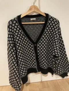 ダイヤモンドパターン ニットカーディガン
