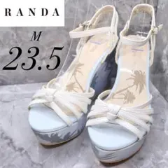 【196】RANDA ランダ サンダル 白 クロスストラップ 厚底 M 23.5