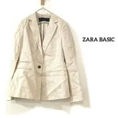 ZARA BASIC テーラードジャケット　羽織り　キナリ　フェイクポケットS