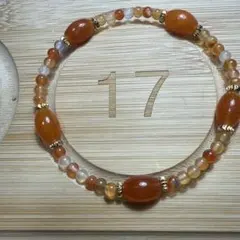 オレンジ系 天然石 ビーズブレスレット
