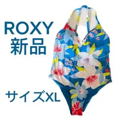 【新品】ROXY 花柄 ワンピース水着 XL パッド付き バックリボン