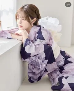 Riu × suger ノーブルネイビー百合浴衣 帯セット - メルカリ