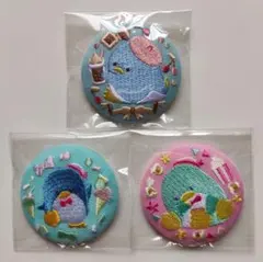 バンダイ　サンリオキャラクターズ　刺繍缶バッジビスケット1・2・3　サム　3個
