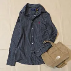 美品新品ポロラルフローレン⭐︎新品未使用タグ付き⭐︎ストライプシャツ⭐︎M実寸画像有り