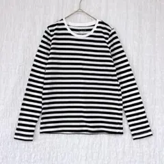 3696 無印良品　ボーダーカットソー　長袖　Tシャツ　コットン　薄手　S