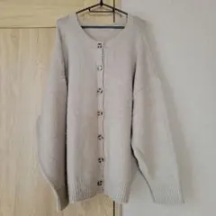 モカ　 ニット ボタン付きカーディガン　2WAY