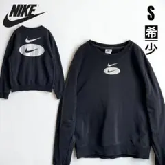 希少 ナイキ　NIKE ビッグロゴ 刺繍　スウェット スウッシュ ブラック　黒