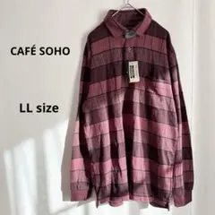 CAFÉ SOHO カフェソーホー　ポロシャツ　LL レッド　あったか素材　長袖