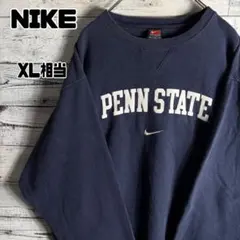 NIKE　ナイキ　カレッジロゴ　センターロゴ刺繍　90s　韓国製　紺　XL相当