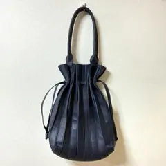 【美品】グッシオ GUSCIO プリーツ 2way トートバッグ 巾着 紺 A4のサムネイル