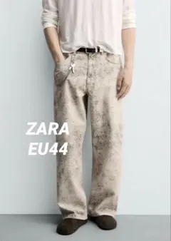 ZARA 抽象柄バギーフィットパンツ EU44 アブストラクト柄のサムネイル