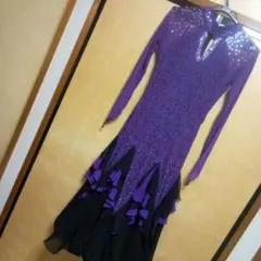 社交ダンスドレス 紫色と黒