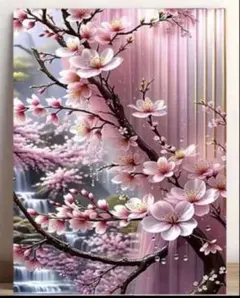 ダイヤモンドアート　花　桜　キット　ビーズアート　風景　景色　春　フィックス