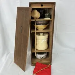 【茶道具】旅箪笥 茶道具9点セット 茶杓 柄杓 茶碗 棗 建水 水指 帛紗のサムネイル