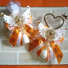 天使★キンブレリボン★ヘアゴム★オレンジ★量産型★ペンライトリボン★サブカル