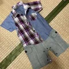 アカチャンホンポ／チェック柄シャツ風ロンパース 80cmのサムネイル