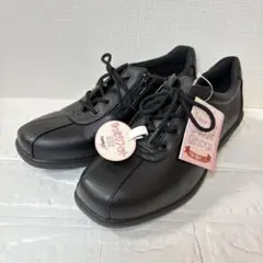 TOPAZ ブラックスニーカー EEEサイズ　ジップ付き　24cm